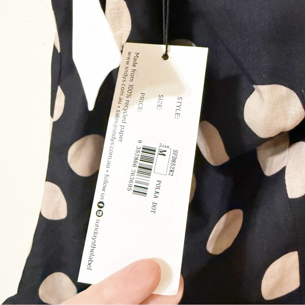 SNDYS x REVOLVE Briella One Shoulder Polka Dot Bubble Hem Mini Dress size Medium - Picture 7 of 9